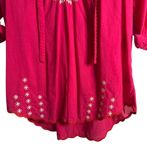 Johnny Was Pink Embroidered Boho Peasant Top XS - Picture 5 of 10